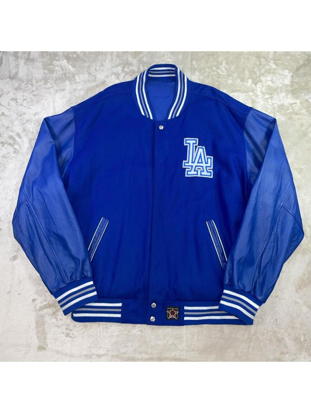 Vintage Leather Los Angeles Dodgers Varsity Reversible Jacket JH Design Mens 2XL